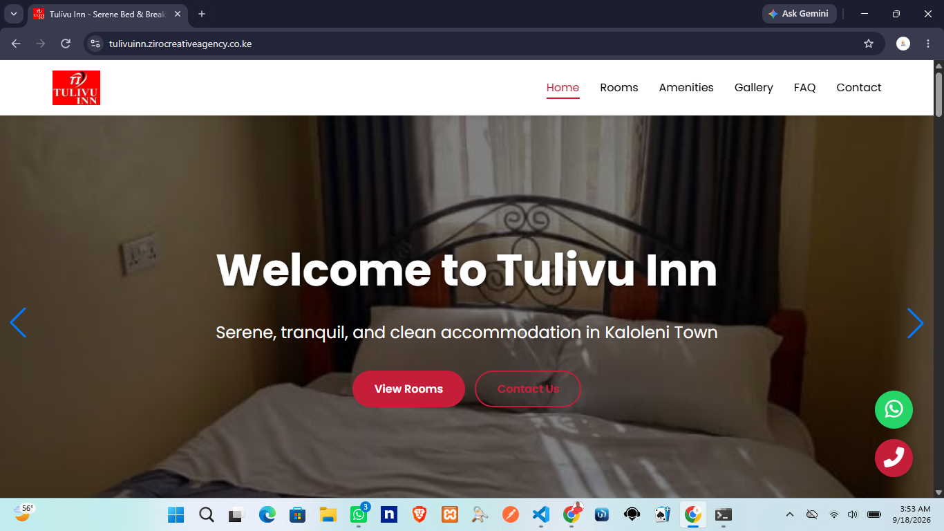 Tulivu Inn Website - Ziro Creative Agency Portfolio