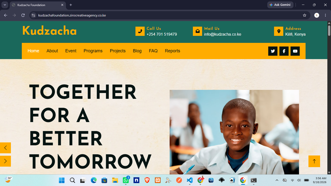 Kudzacha Foundation Website - Ziro Creative Agency Portfolio