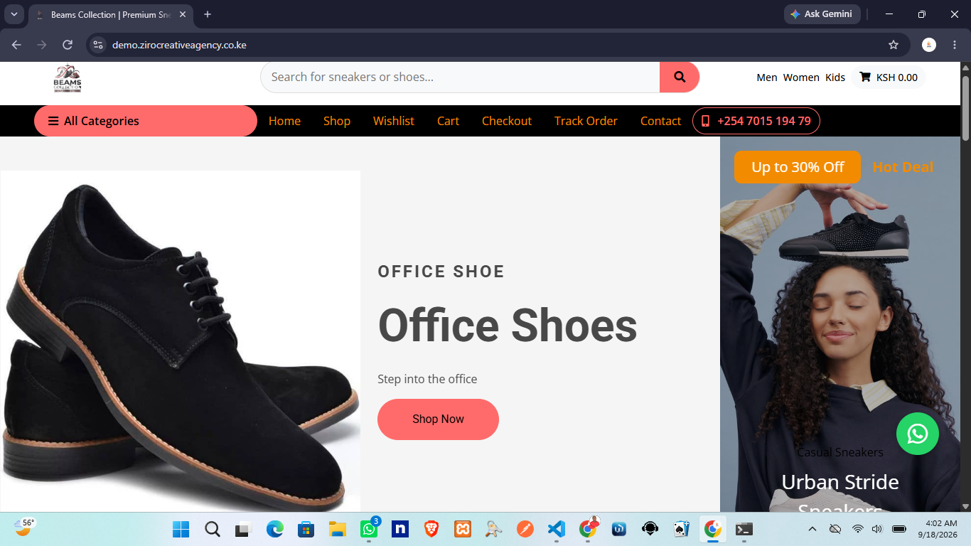 Beams Collection E-Commerce - Ziro Creative Agency Portfolio